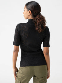 Sanctuary Lace Mock Knit Top