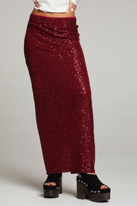 Chaser Amber Midi Skirt in Blood Red