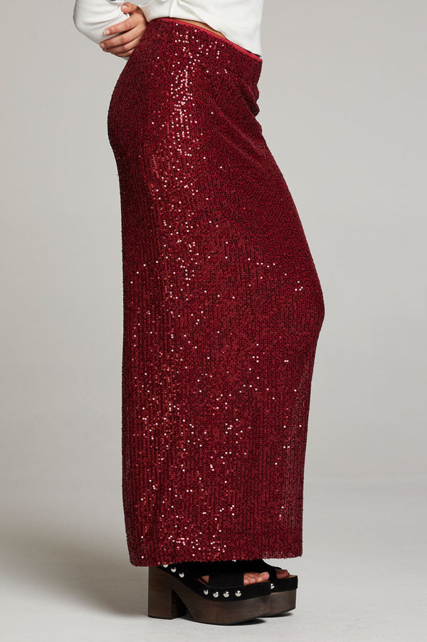 Chaser Amber Midi Skirt in Blood Red