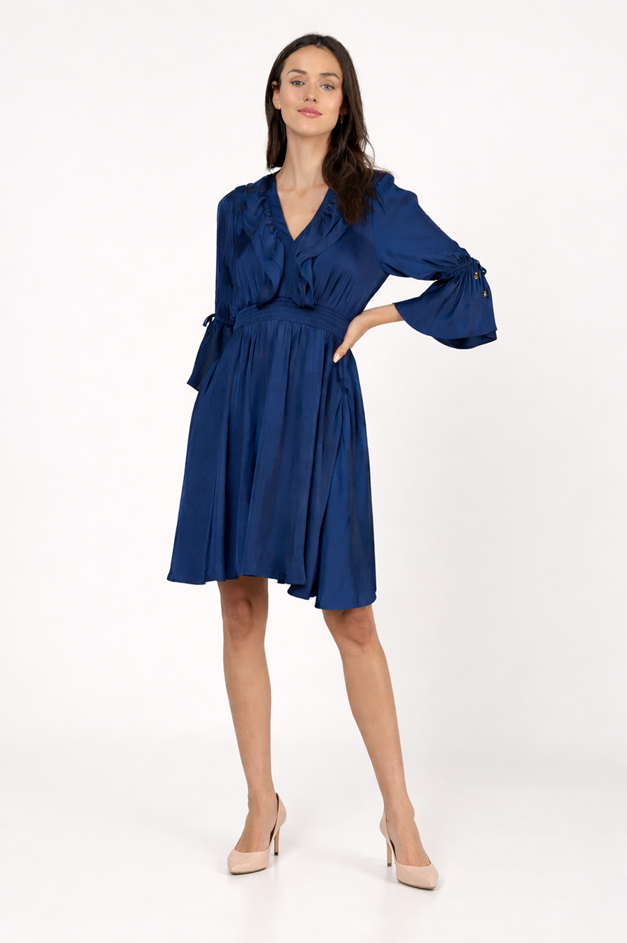 Hale Bob Tara V-Neck Solid A-Line Dress