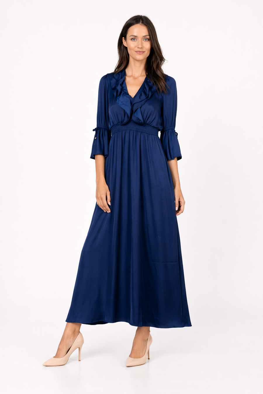 Hale Bob Meridian V-Neck Solid Long Dress