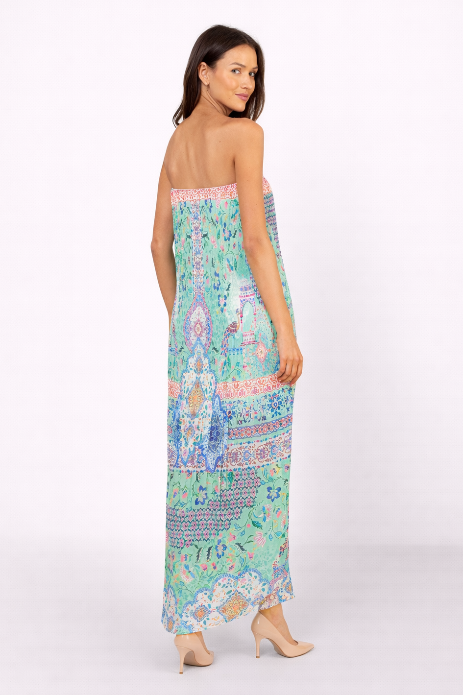 Hale Bob Olympia Printed Strapless Maxi Dress