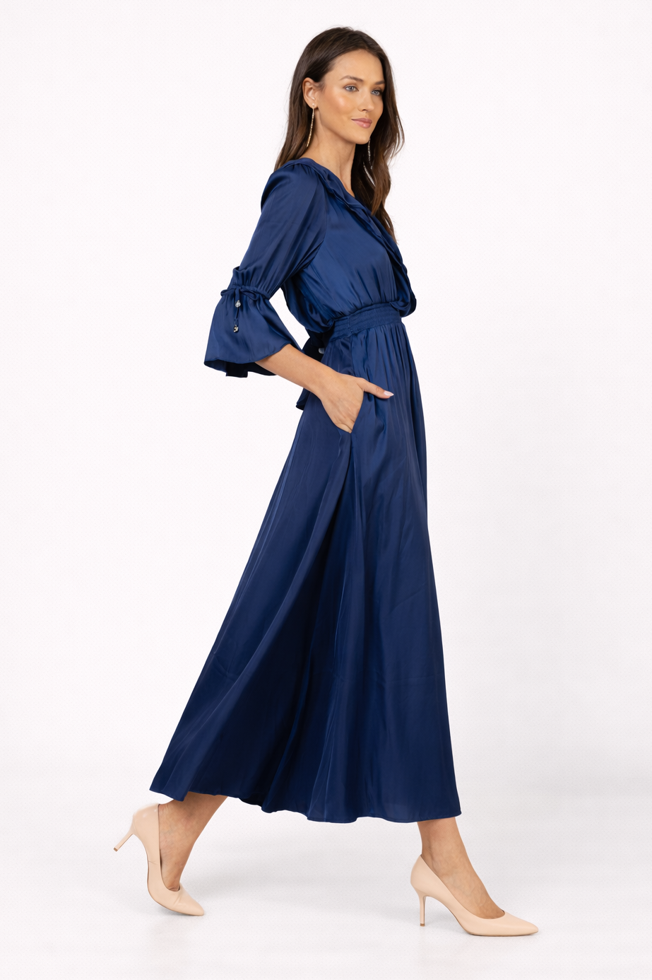 Hale Bob Meridian V-Neck Solid Long Dress