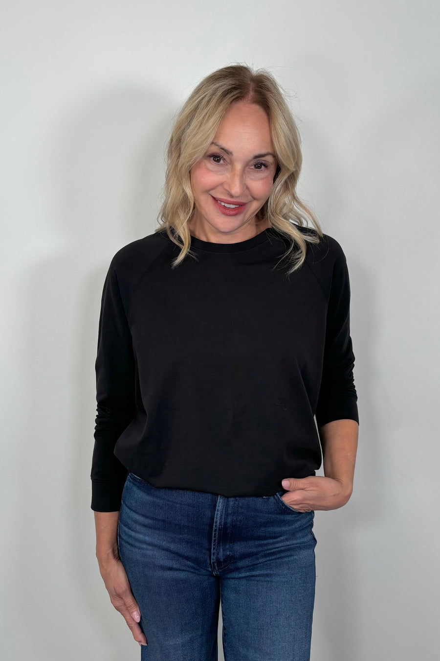 woman wearing a black pullover 