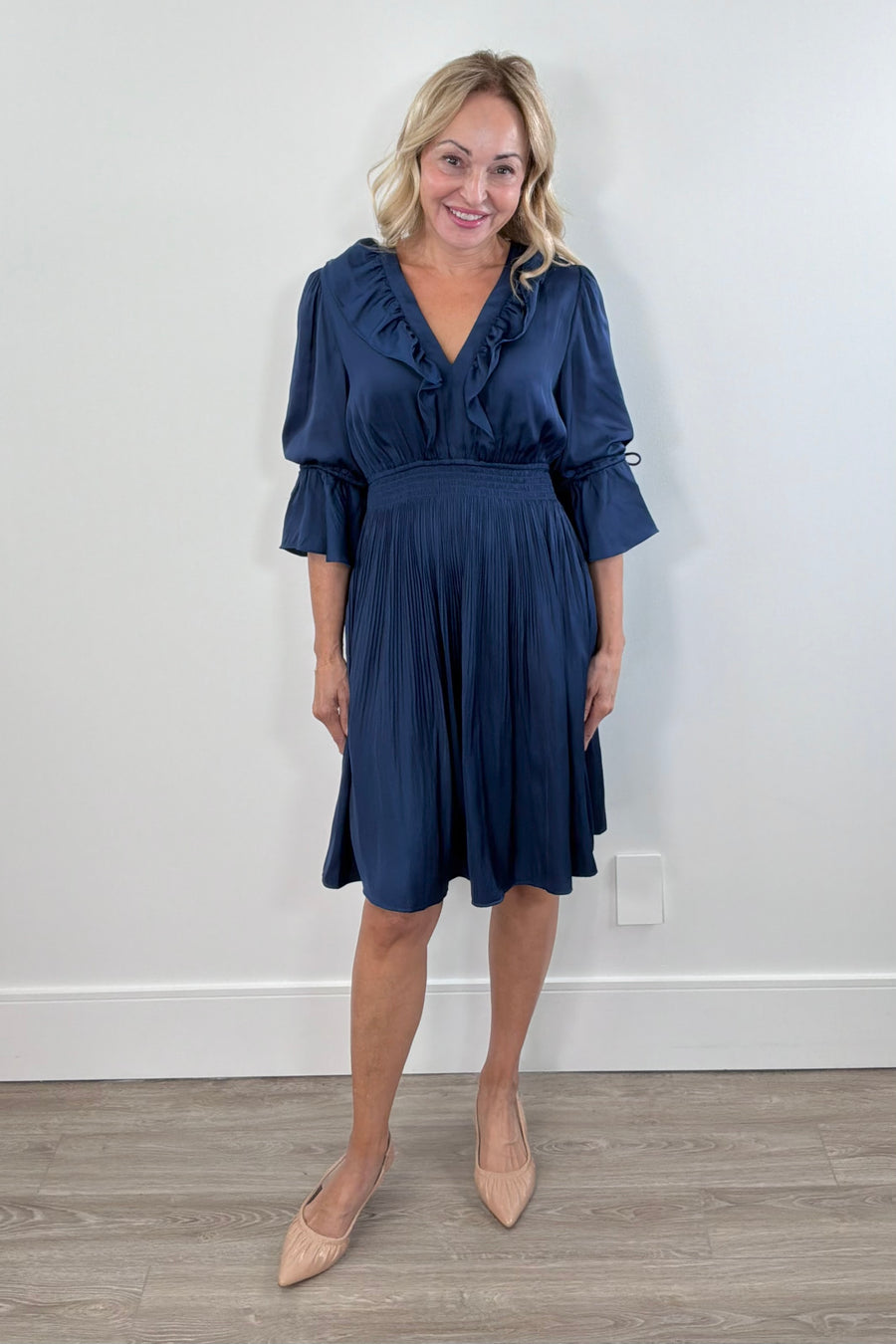 Hale Bob Tara V-Neck Solid A-Line Dress