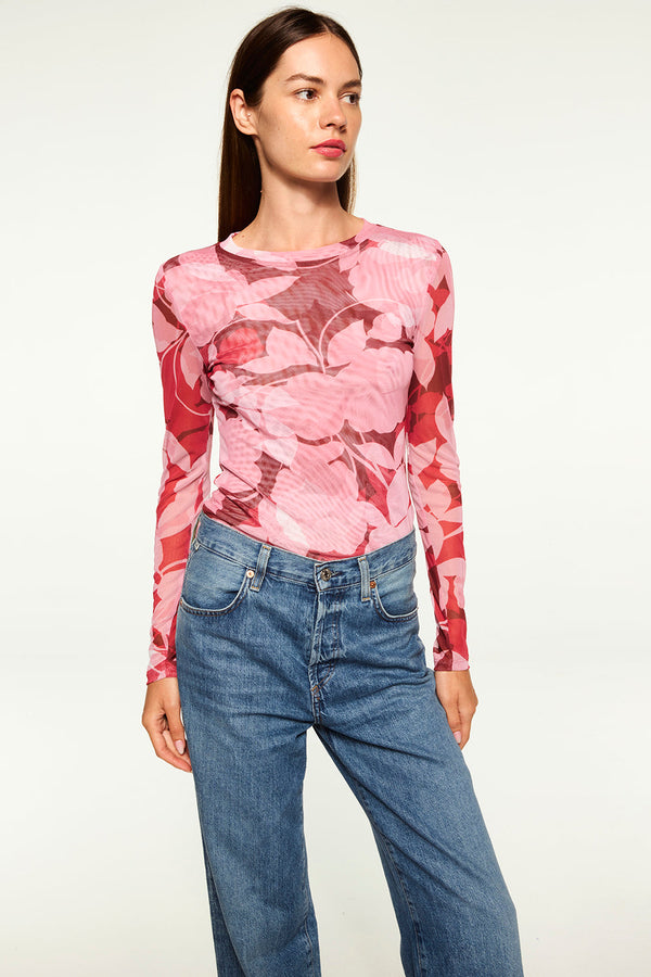 Misa Lula Mesh Top in Floral Rosada