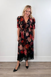 Hale Bob Fleur Midnight Garden Print Long Dress