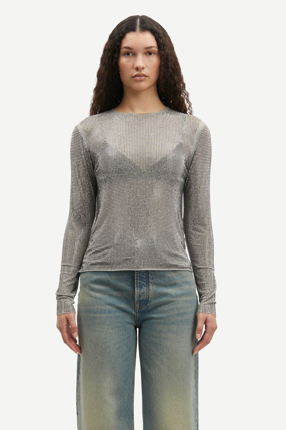 Samsoe Crystal Coated Mesh Top - Size L Available