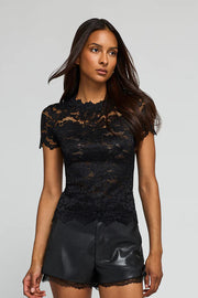 women wearing black lace top 