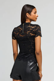 women wearing black lace top 