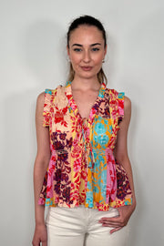 A Maximalist Floral Print  in Premium Cotton - Micky Top by Love the Label