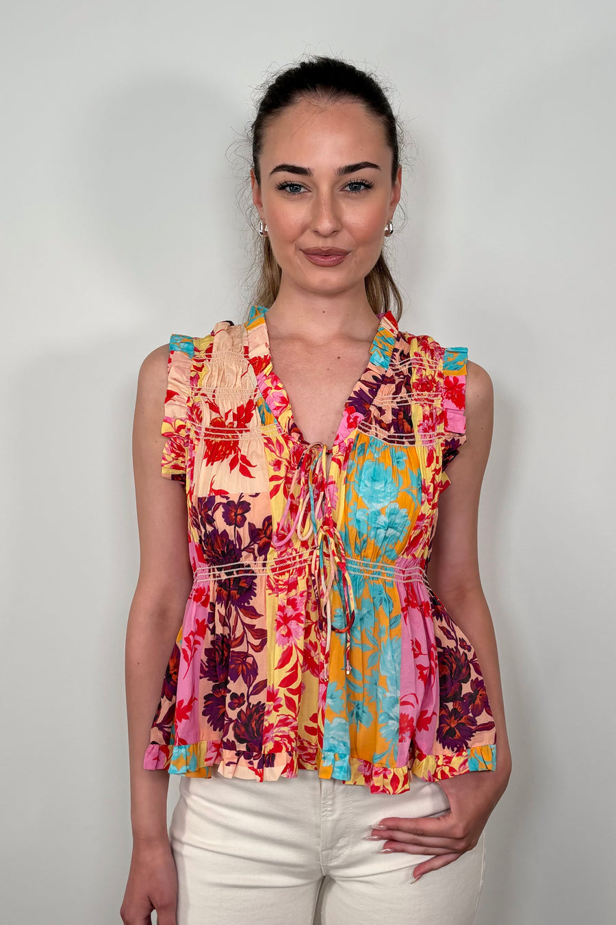 A Maximalist Floral Print  in Premium Cotton - Micky Top by Love the Label