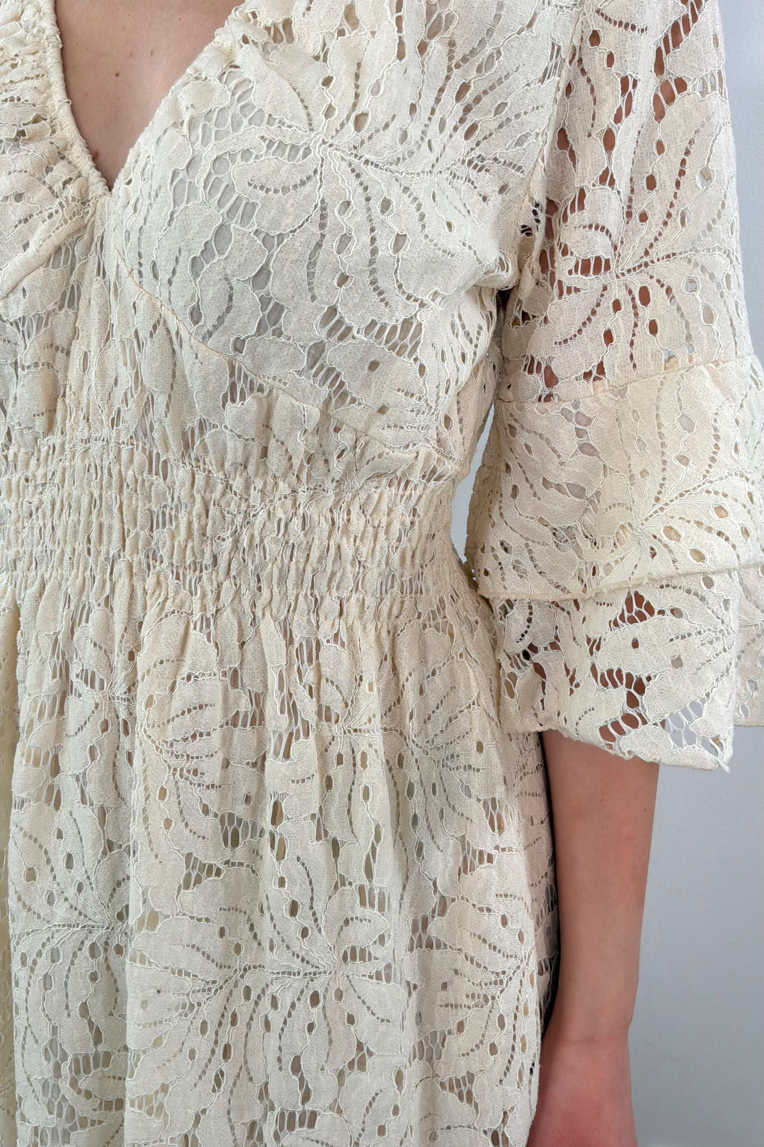 Astrid Jilly Lace A-Line Dress in Cream