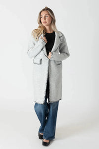 Lyla And Luxe Whip Stitch Tailored Knit Coat