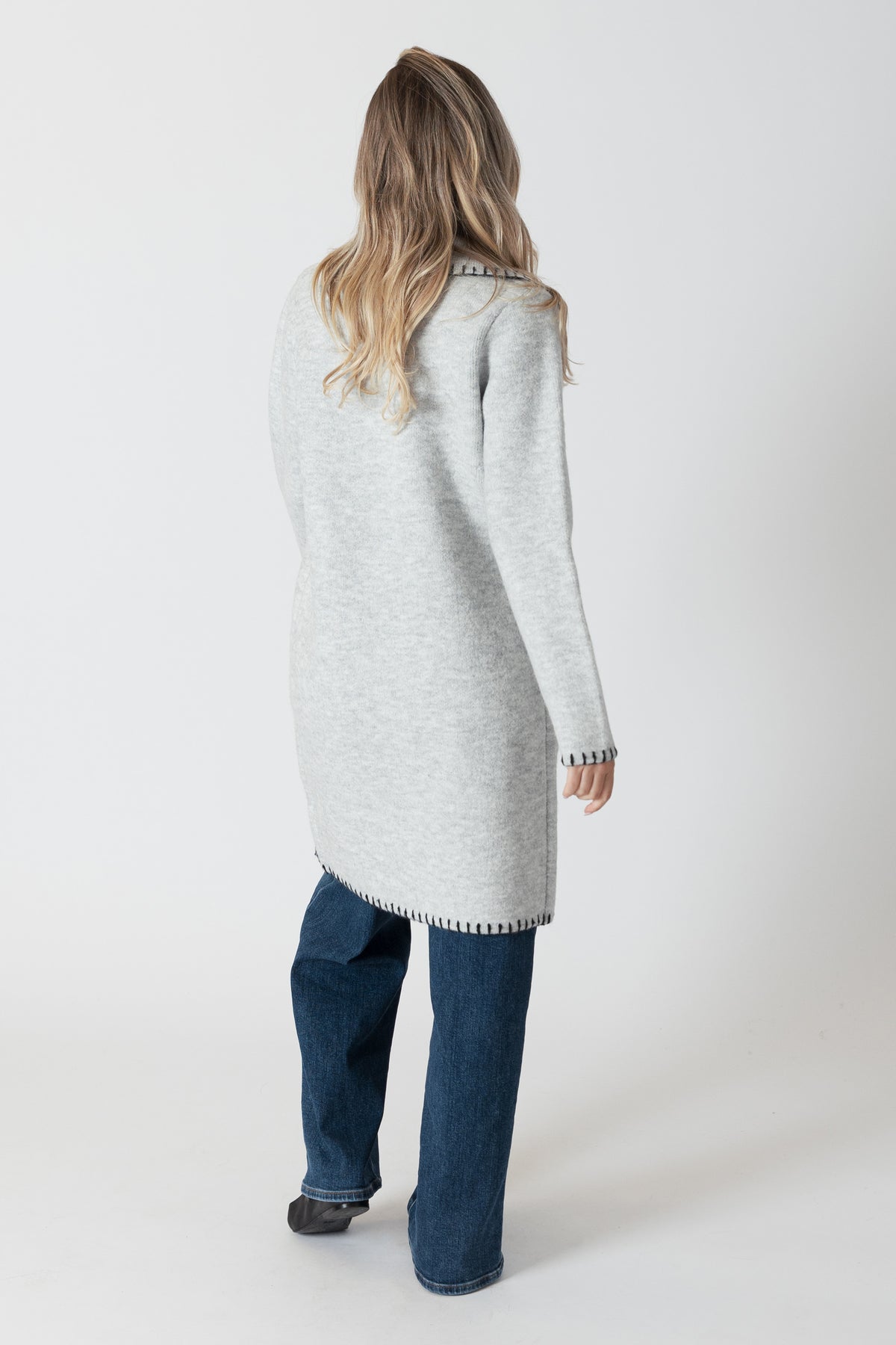 Lyla And Luxe Whip Stitch Tailored Knit Coat