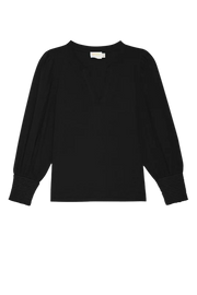 Black long-sleeve top on a white background