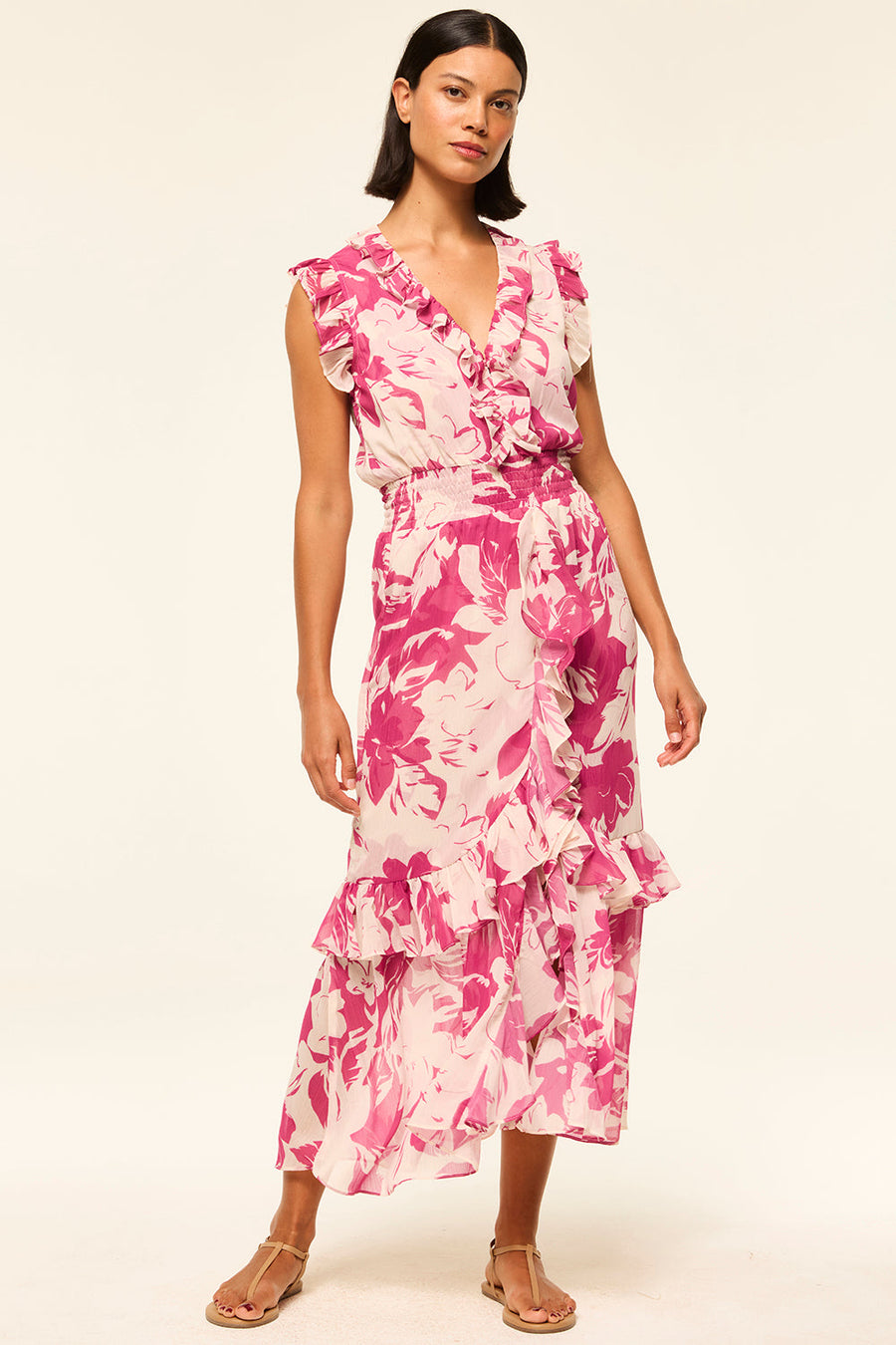 Misa Kidada Ruffle Chiffon Dress