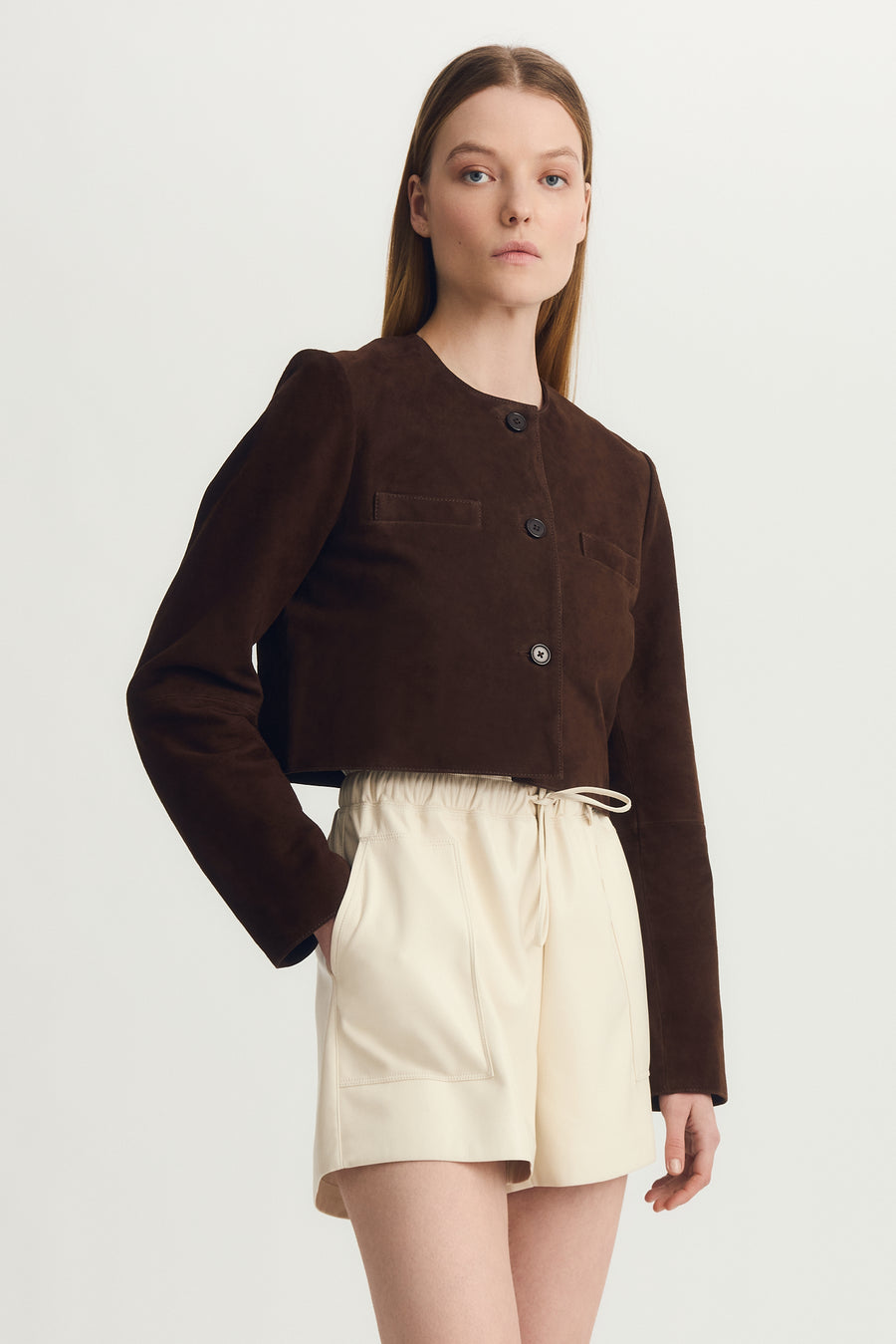 Melissa Nepton Glenda Collarless Suede Jacket