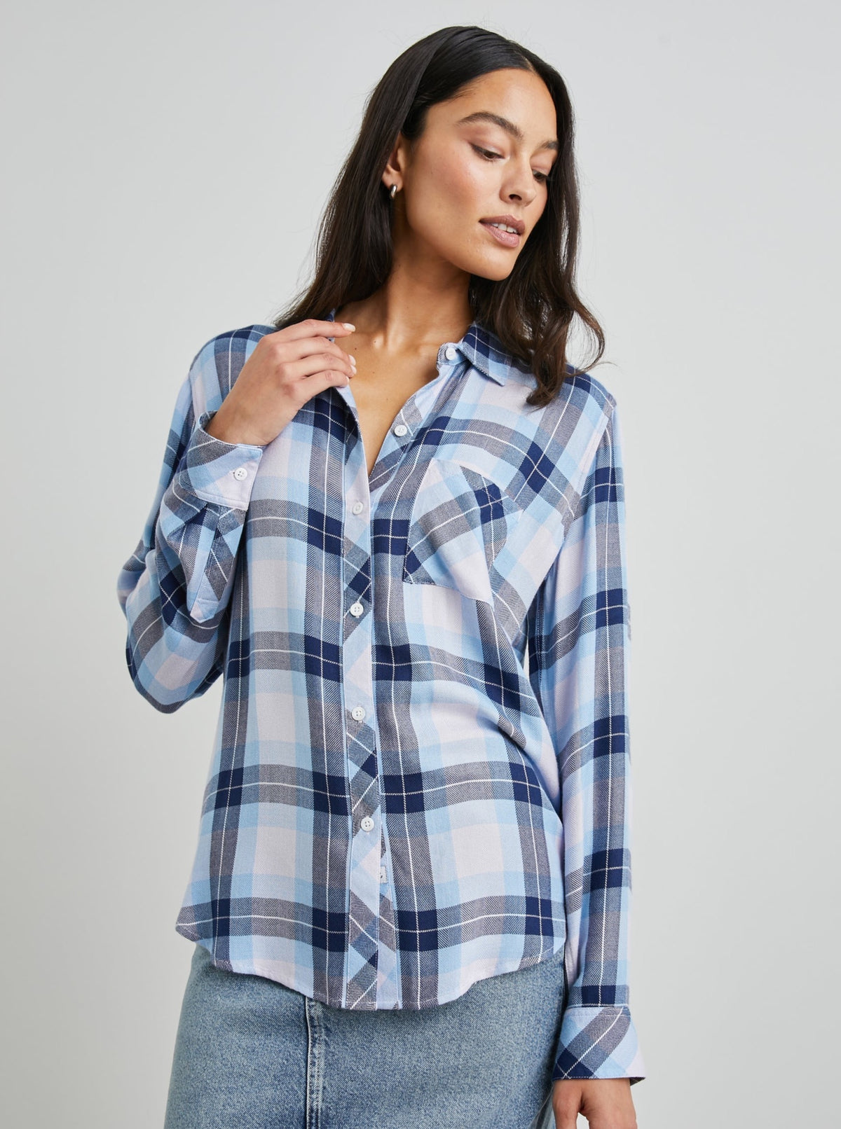 Rails Hunter Plaid Luxe Shirt in Lilac Crystal Navy - Size XS Available