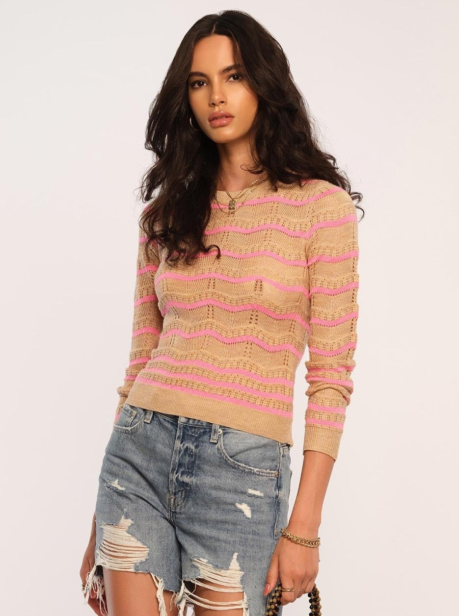 Heart-Shape Pointelle Knit Top in Pink