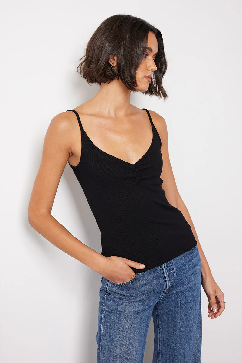 Woman wearing a black tank top
