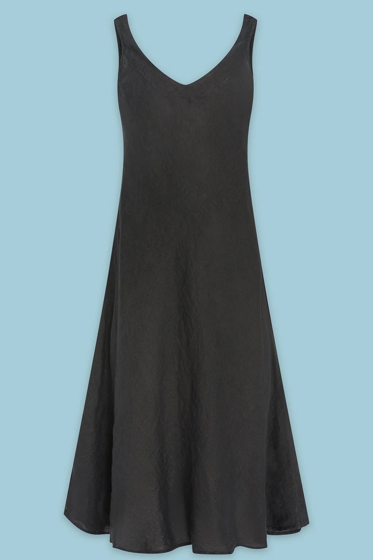 Black linen midi dress