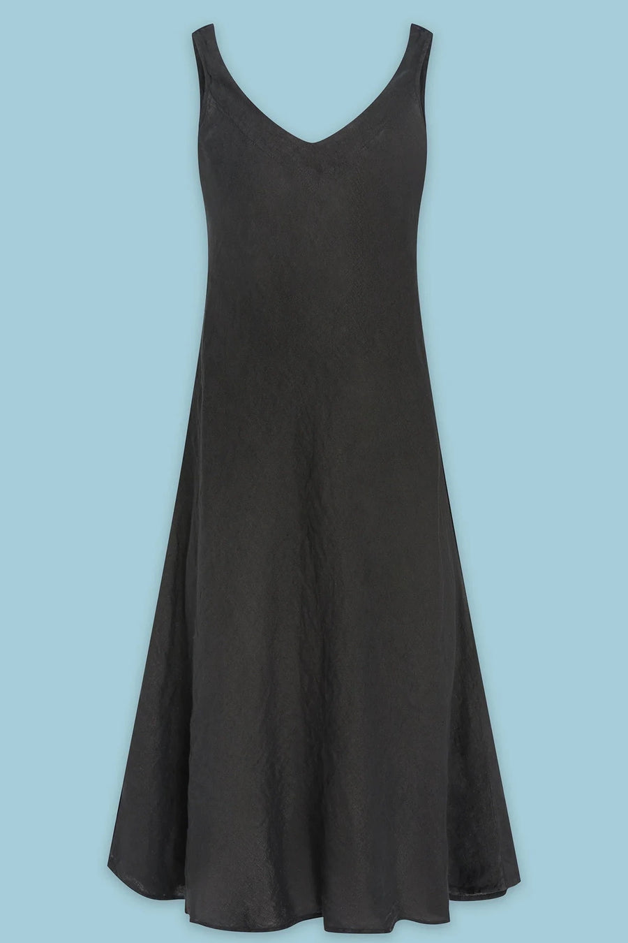 Black linen midi dress