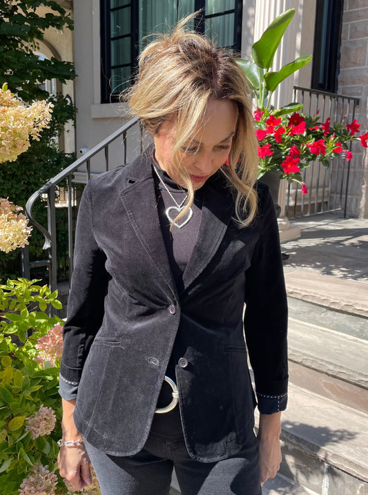 Zilch Thin Cord Stretch Blazer in Black