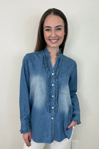 Kerri Rosenthal Molly Ruffle Denim Shirt