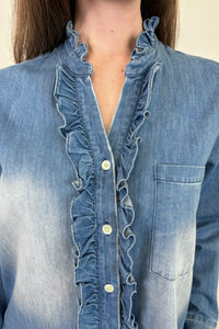 Kerri Rosenthal Molly Ruffle Denim Shirt