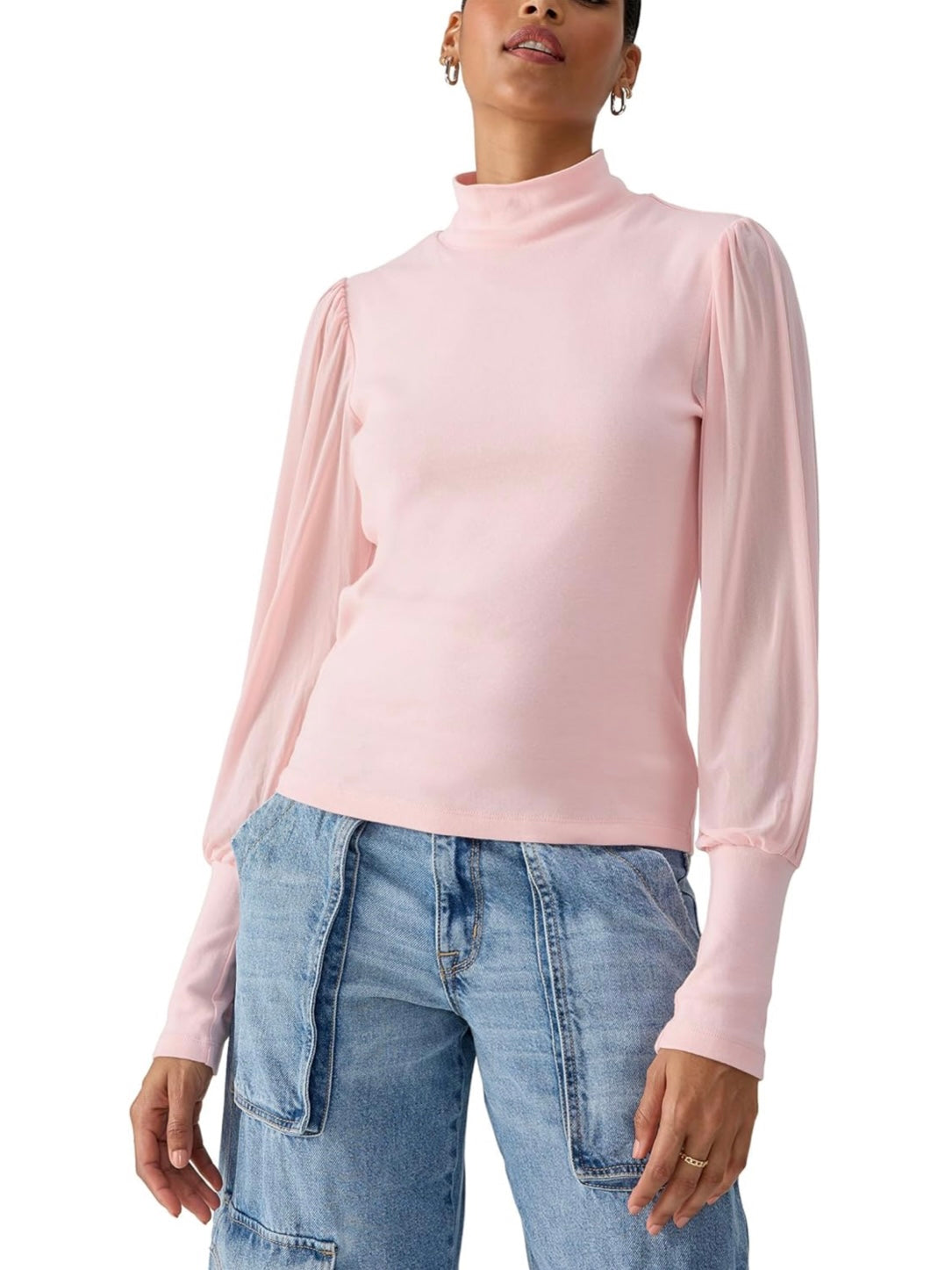 Sanctuary On My Mind Mesh Sleeve Top in Porcelain Pink