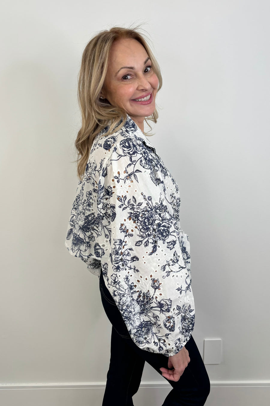 Astrid Summer Days Printed Eyelet Top - Size S Available