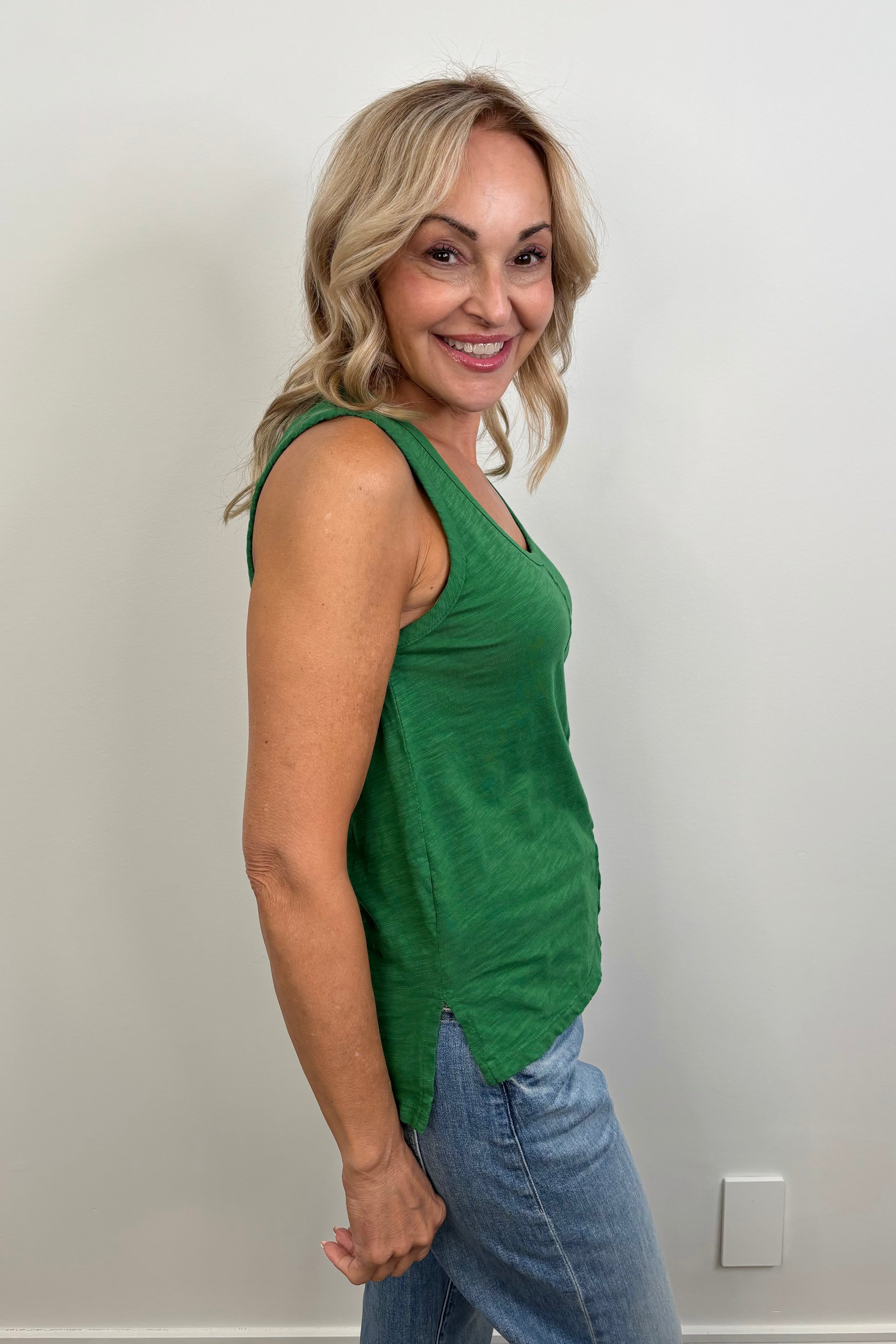 Bobi Front Seam Tank Top in Grass