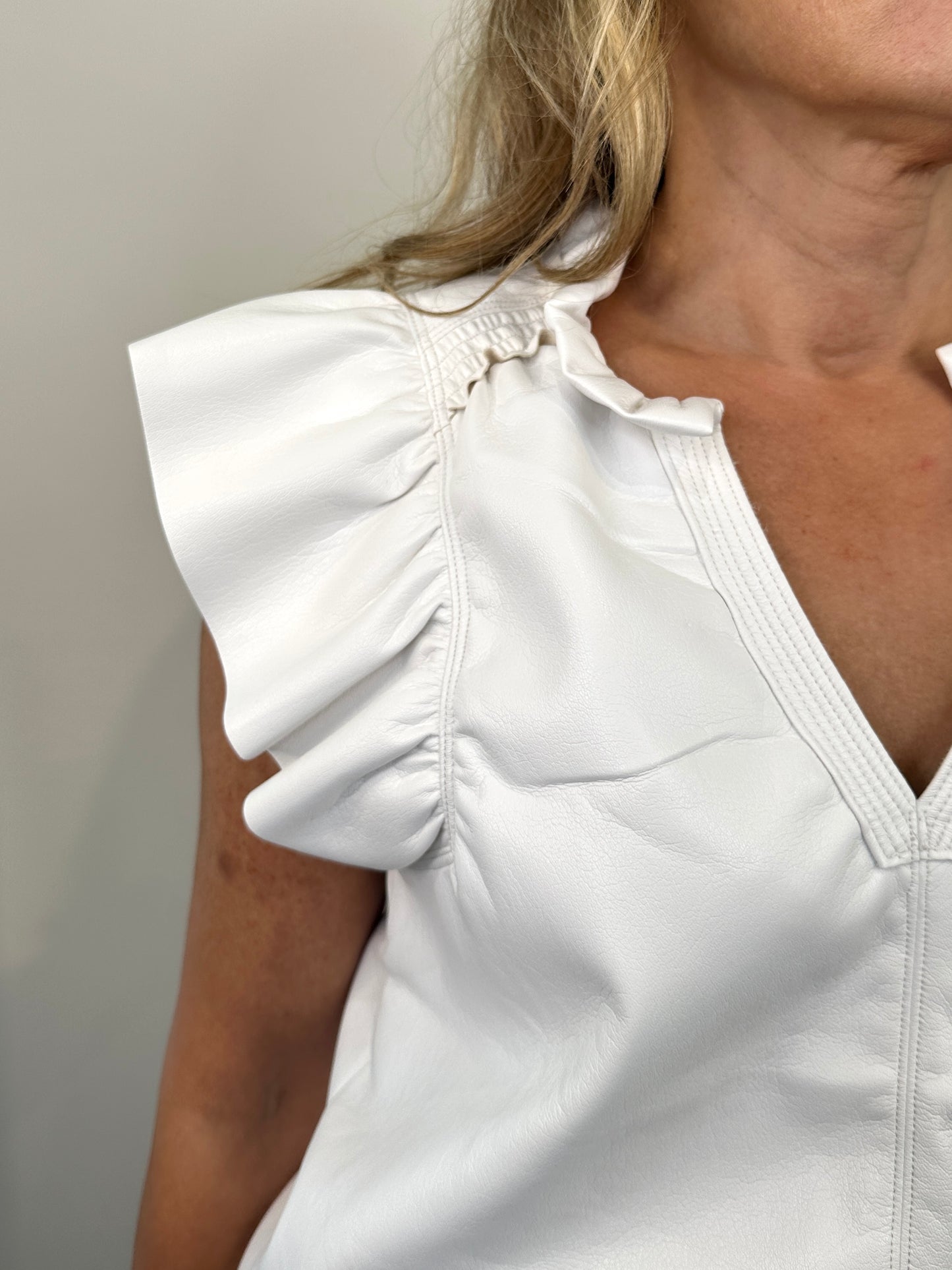 Melissa Nepton Kamilla Faux Leather Top in White