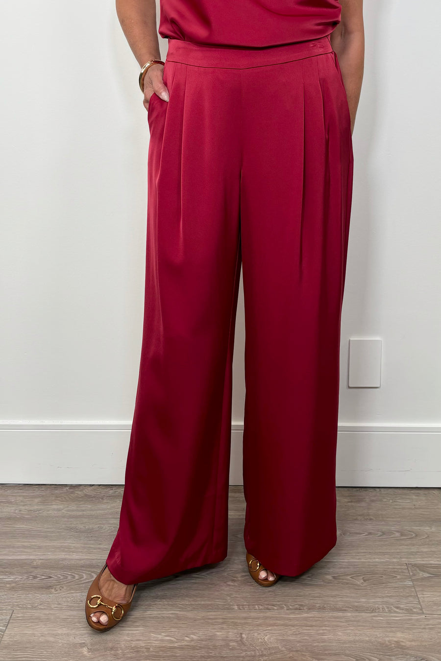 Lava Red Wide Leg Satin Pant – Bold, Fluid, and Fiercely Flattering By ILTM