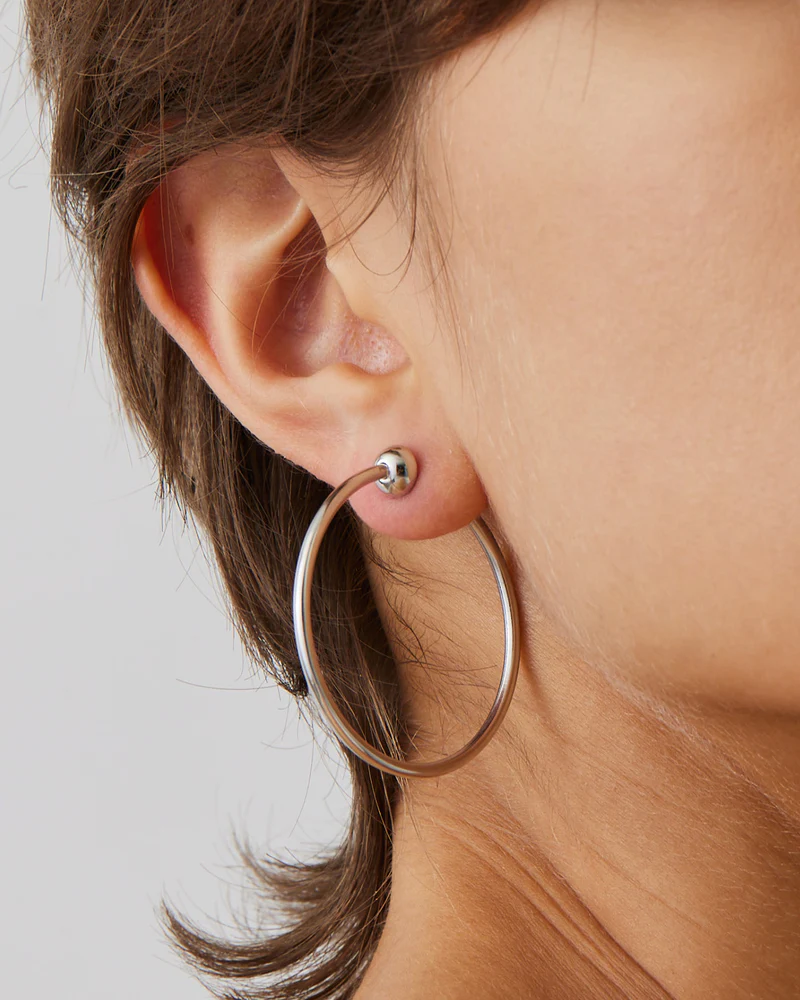 Jenny Bird Icon Hoops in Rhodium