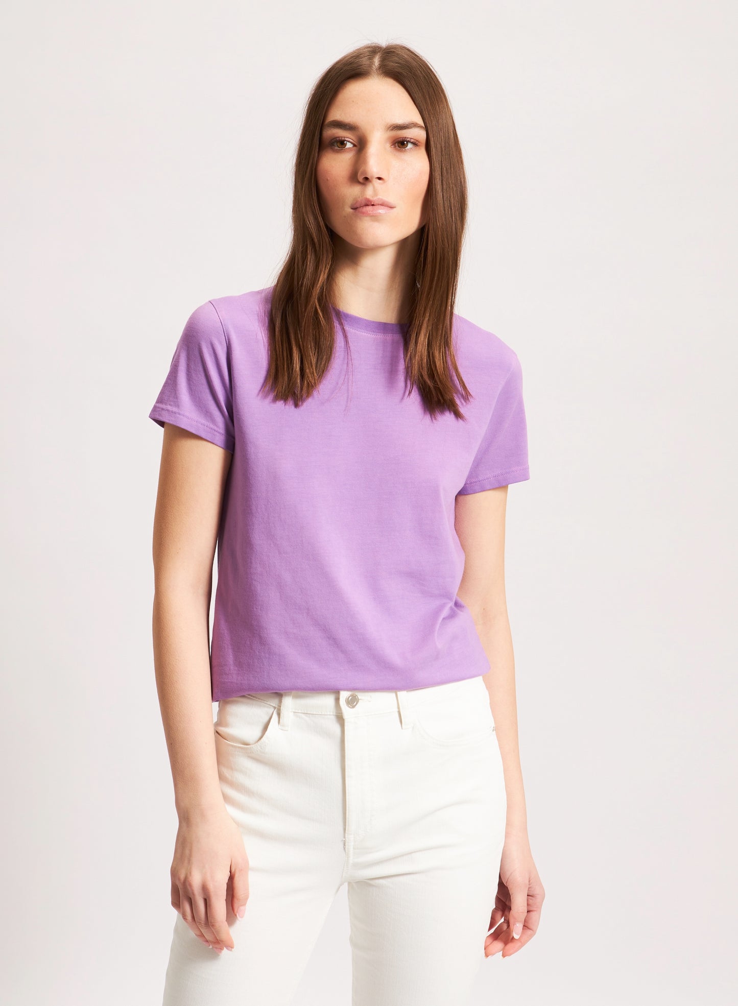Patrick Assaraf Iconic Sublime Crew Tee in Thistle