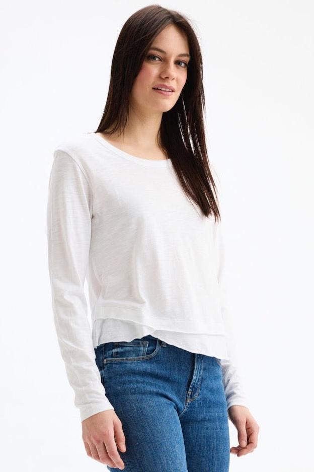 CHRLDR Ava Mock Layer Long Sleeve Tee in White