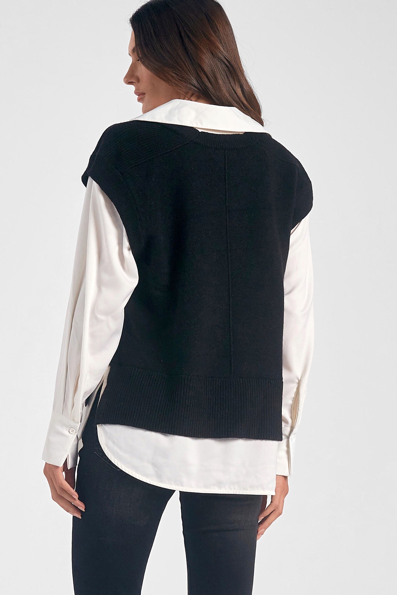 Elan Sweater Vest Shirt Combo