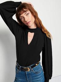 Nation Shelby Cut Out Long Sleeve Tee in Black - Size XL Available