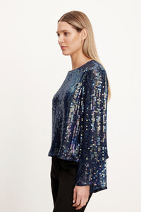 Velvet Sequin Long Sleeve Top