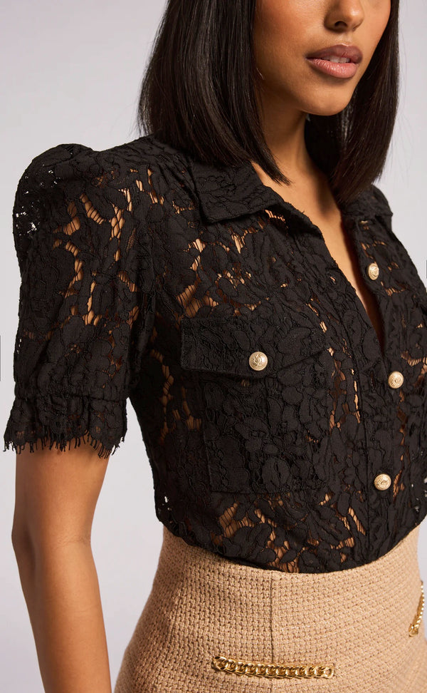Generation Love Maude Lace Shirt in Black - Size S Available