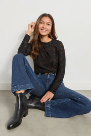 Splendid Cecelia Floral Long Sleeve Tee in Black
