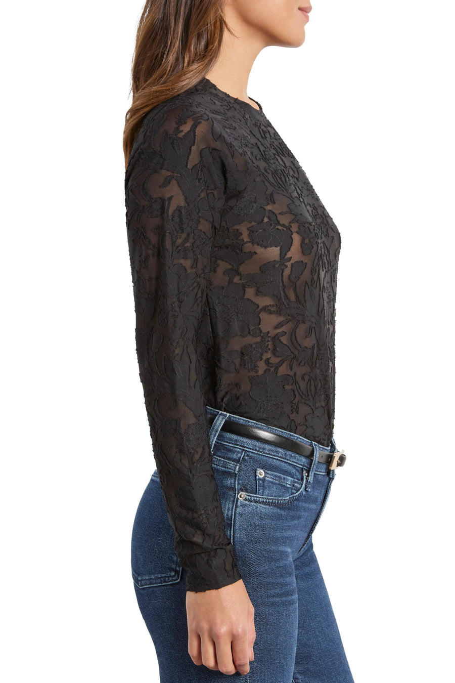 Splendid Cecelia Floral Long Sleeve Tee in Black