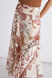 Marella Ospite Linen Printed Midi Skirt