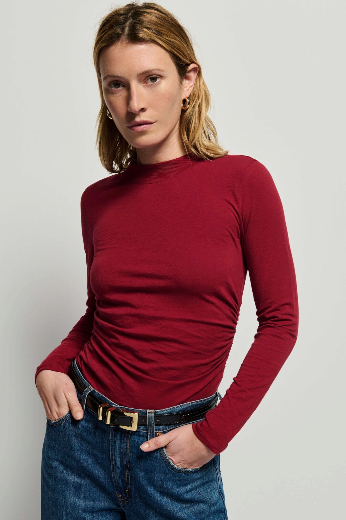 Nation Rita Mock Neck Long Sleeve Top