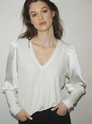 Melissa Nepton Sonia Satin Top in Off White