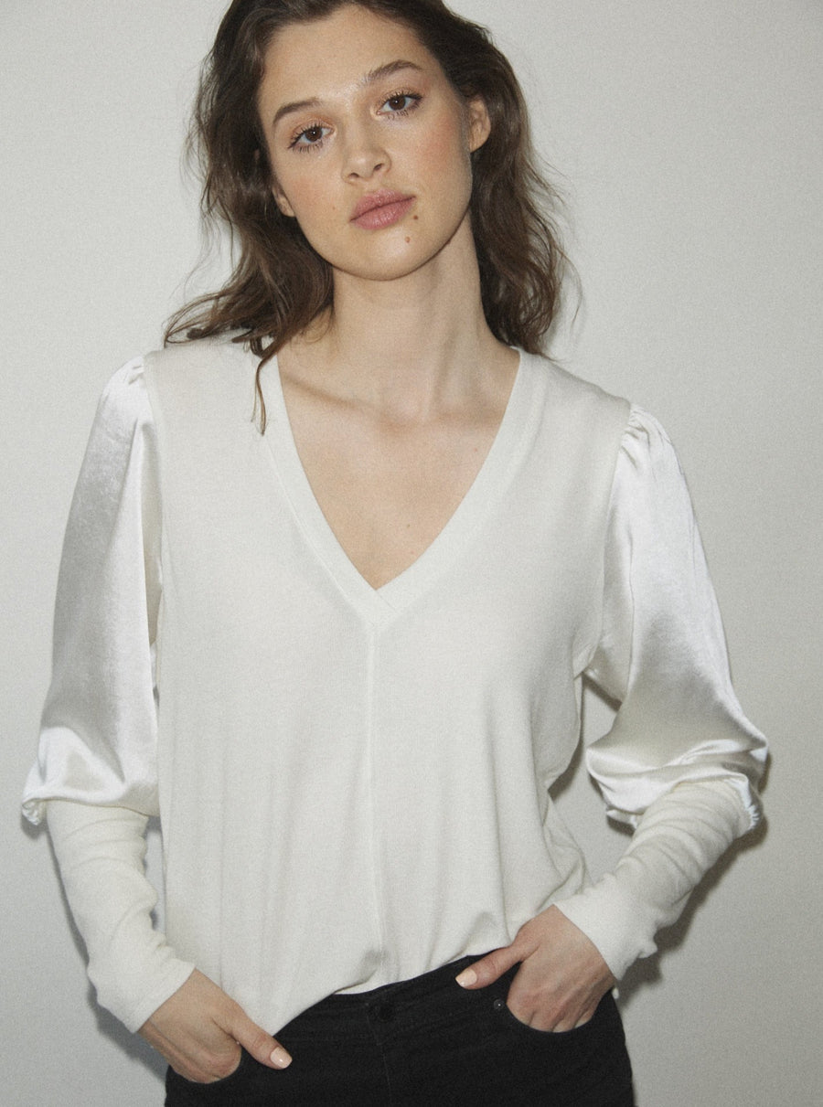 Melissa Nepton Sonia Satin Top in Off White
