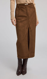 Generation Love Medina Belted Vegan Suede Skirt - Size 10 Available