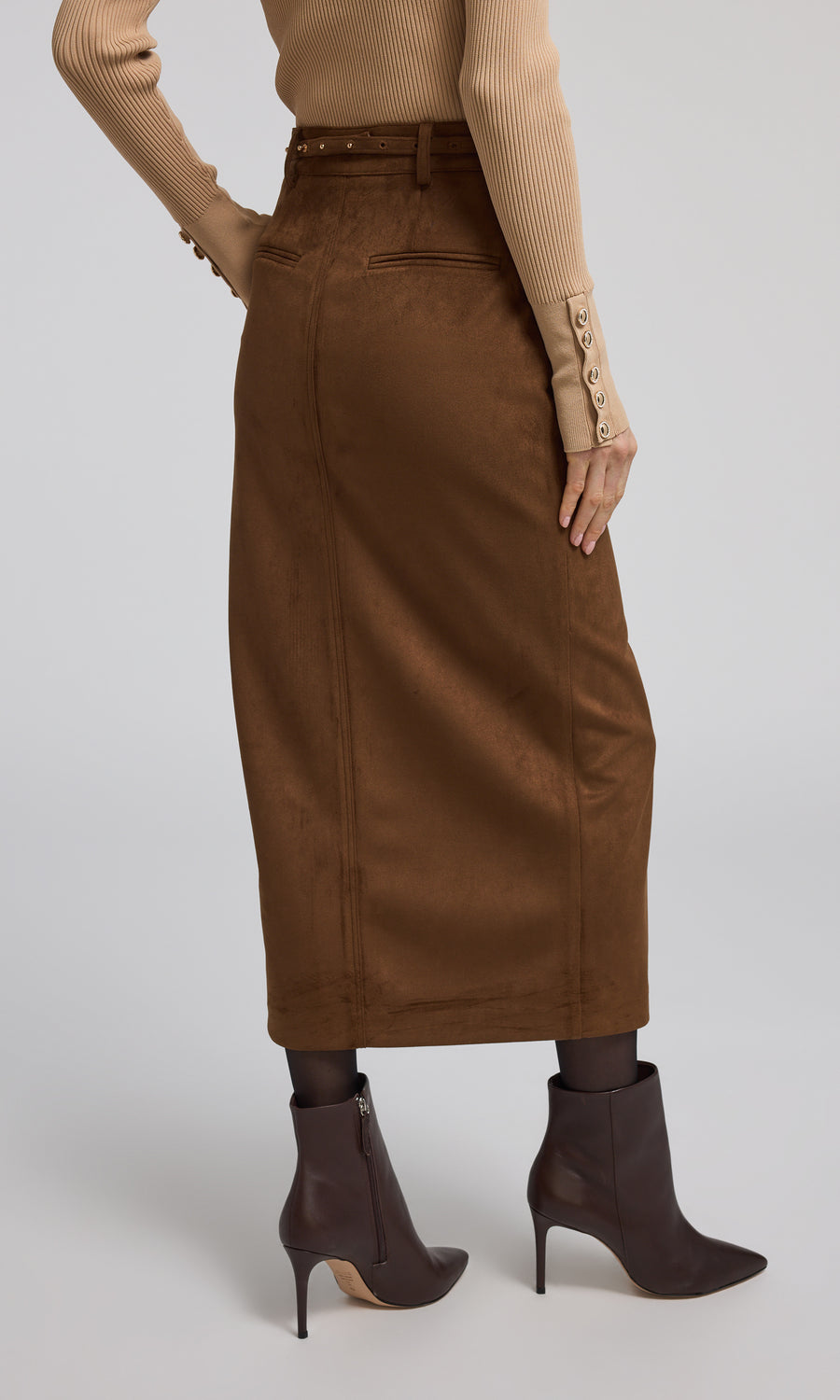 Generation Love Medina Belted Vegan Suede Skirt - Size 10 Available